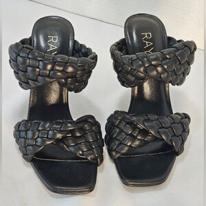 Raye Black Heels with Quilted Style Straps